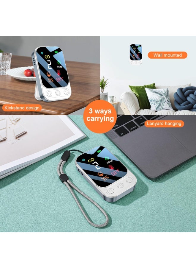 Portable Carbon Monoxide Detectors [3-in-1] Mini Size CO Monitor with Kickstand & Lanyard Alarm [ CO Temperature Humidity Sensor ] for Outdoor Camping Travel RV Home Hotel (3IN1 white) - Image 4