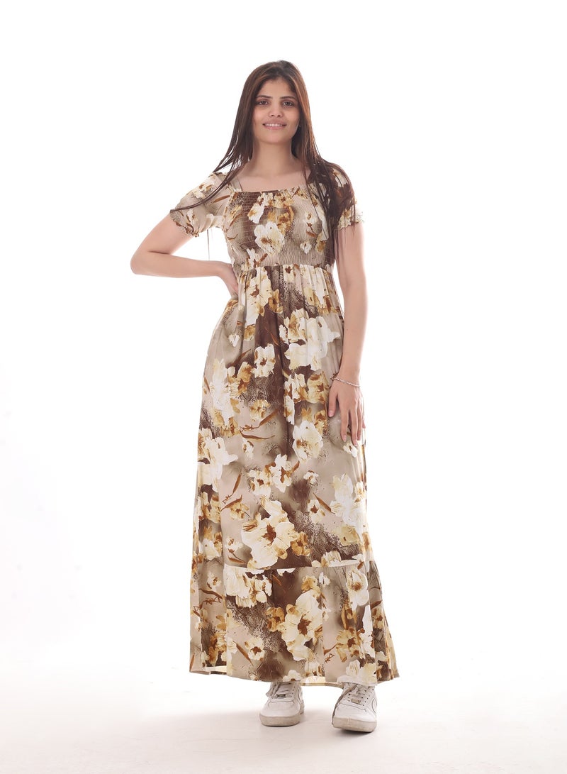 BEBO Women's floral long dress with short sleeves  - Image 2