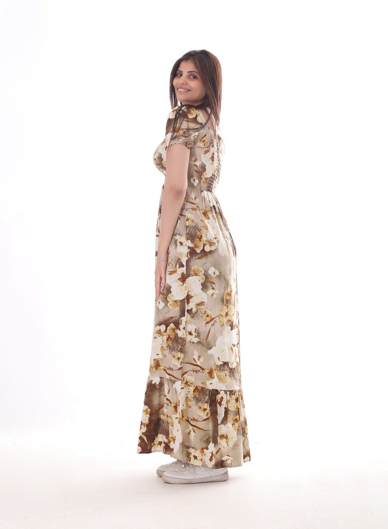 BEBO Women's floral long dress with short sleeves  - Image 3