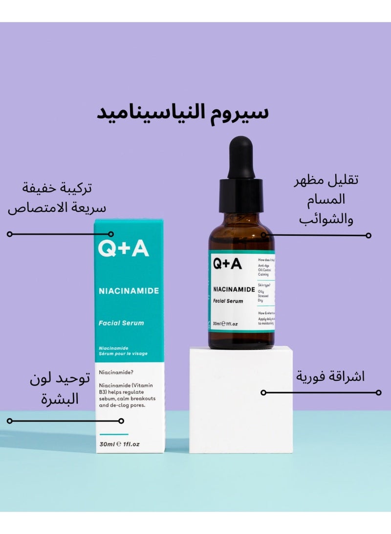 Q+A Niacinamide Serum for Oily & Combination Skin Oil Balancing & Pore Refining 30ml - Image 2