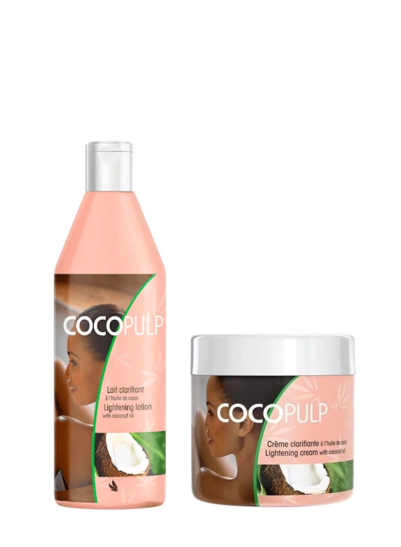كوكو بلب مجموعة كوكو بولب المكونة من قطعتين: كريم تفتيح البشرة 300 مل ولوشن 500 مل مع زيت جوز الهند - Image 1