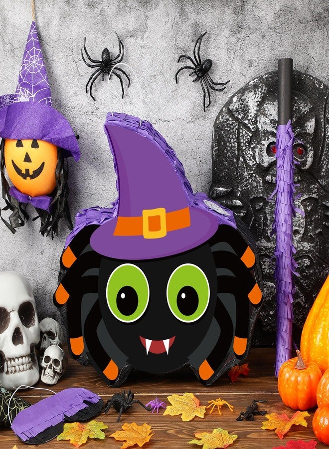 Aoriher Spider Piñata Halloween Scary Piñata Mexican Spooky Piñata with Stick Blindfold and Confetti Fillable Candy Game Supplies for Birthday Fiesta Celebration Halloween Party Decorations - Image 2