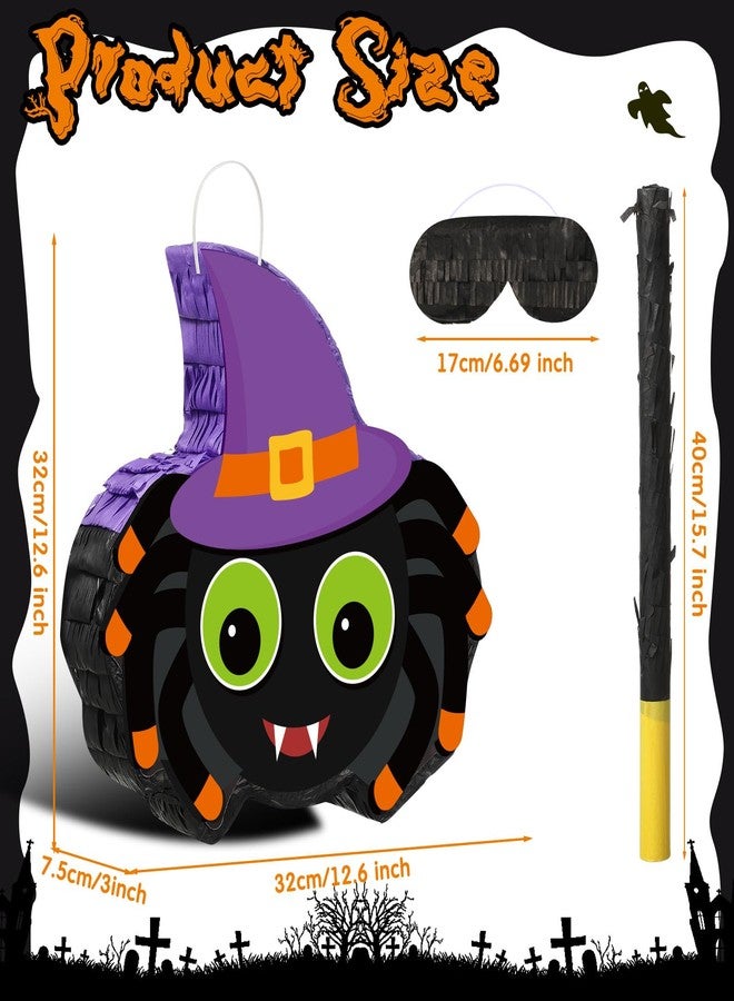 Aoriher Spider Piñata Halloween Scary Piñata Mexican Spooky Piñata with Stick Blindfold and Confetti Fillable Candy Game Supplies for Birthday Fiesta Celebration Halloween Party Decorations - Image 4