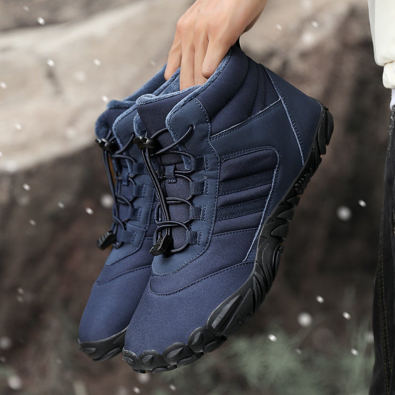 Five-Finger Outdoor Cotton-Padded Shoes Non-Slip Wear-Resistant Couple''s Hiking Shoes Warm High-top Wool Boots for Men and Women Cold Hiking Shoes - Image 2