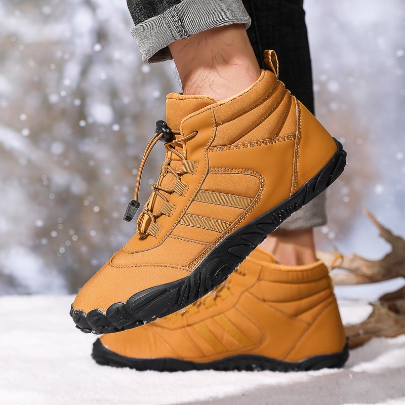 Five-Finger Outdoor Cotton-Padded Shoes Non-Slip Wear-Resistant Couple''s Hiking Shoes Warm High-top Wool Boots for Men and Women Cold Hiking Shoes - Image 3
