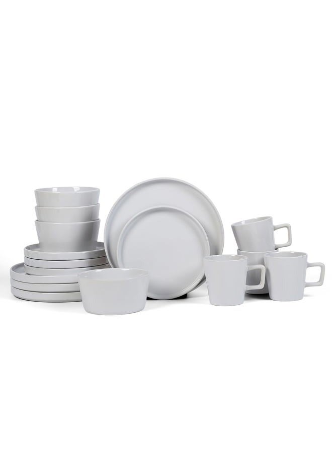 Stone Lain Celina Stoneware 16-Piece Dinnerware Set, White Glossy, Service For 4 - Image 1