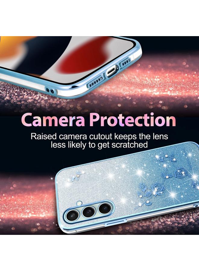 اس-توب جراب لهاتف Samsung Galaxy S24 FE 5G جراب هاتف شامل بنقشة زهور لامعة متدرجة - Image 5