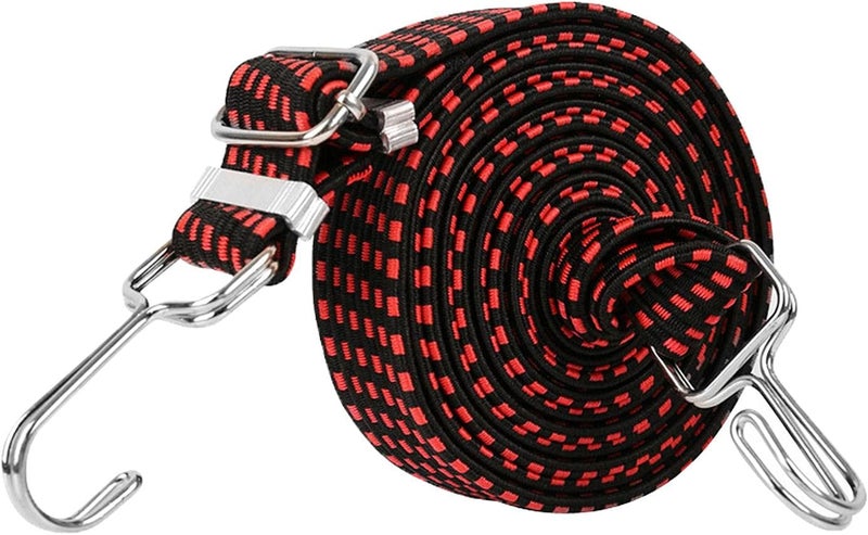 klarako Flat Bungee Cords, Long Bungee Straps Elastic Rope for Hand Carts, Securing Heavy Duty for Cargo, Moving, Luggage Rack, Camping  Red 2m - Image 3