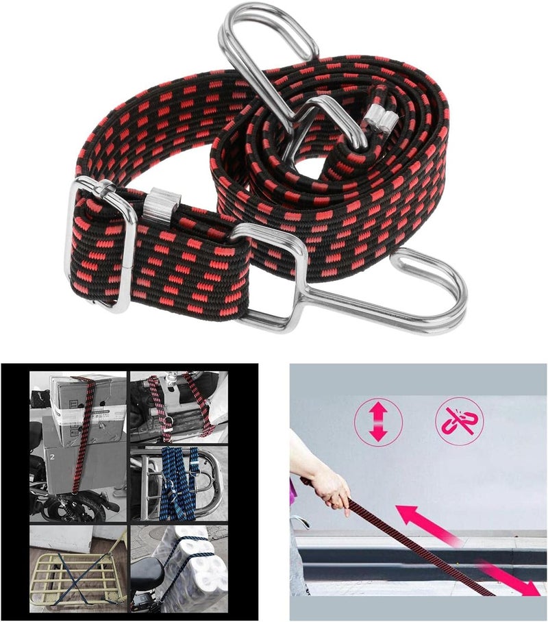 klarako Flat Bungee Cords, Long Bungee Straps Elastic Rope for Hand Carts, Securing Heavy Duty for Cargo, Moving, Luggage Rack, Camping  Red 2m - Image 4