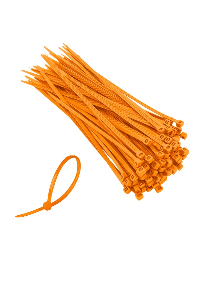 Hi Care Heavy Duty Orange Cable Ties – 300mm, 100 Pack – UV & Heat Resistant Zip Ties for Cable Management  - Image 1