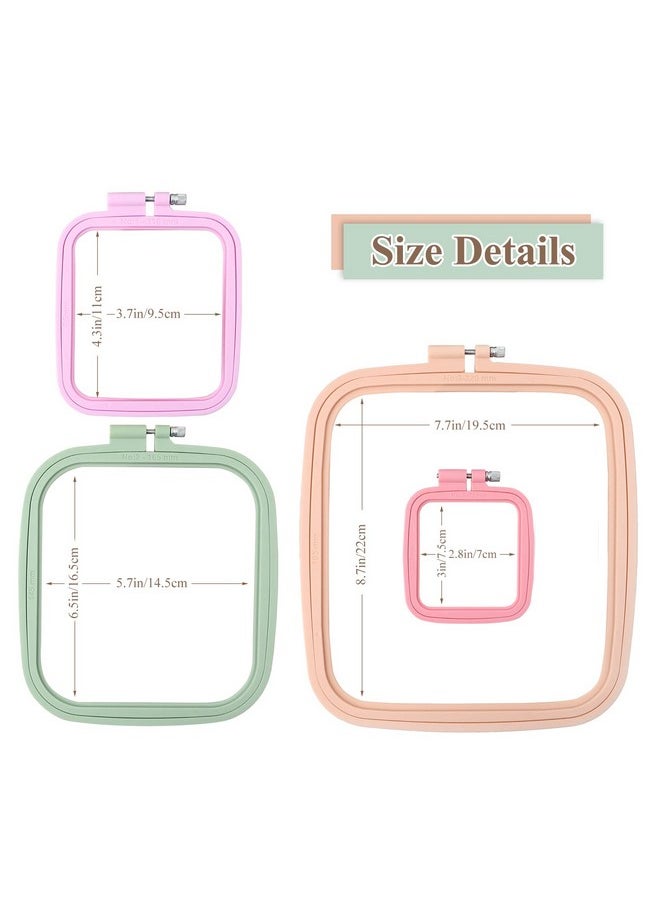 ZOCONE - 4 Pcs 4 Size Square Embroidery Hoops Abs Plastic Embroidery Hoops Cross Stitch Hoops Embroidery Frames For Sewing Needlework Embroidery Projects (Size 3" 4.3" 6.5" 8.7") - Image 1