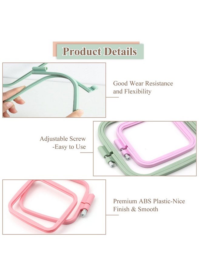 ZOCONE - 4 Pcs 4 Size Square Embroidery Hoops Abs Plastic Embroidery Hoops Cross Stitch Hoops Embroidery Frames For Sewing Needlework Embroidery Projects (Size 3" 4.3" 6.5" 8.7") - Image 1