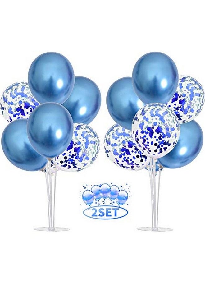 TONIFUL - 2 Set Table Centerpiece Balloons Stand Kit For Boy Include 16 Blue Latex Confetti Balloons Birthday Table Decorations For,Birthday,Wedding,Graduation,Boy Baby Shower,Table Party Decorations. - Image 1
