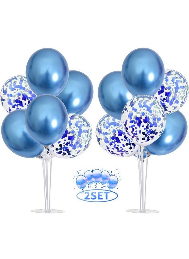 TONIFUL - 2 Set Table Centerpiece Balloons Stand Kit For Boy Include 16 Blue Latex Confetti Balloons Birthday Table Decorations For,Birthday,Wedding,Graduation,Boy Baby Shower,Table Party Decorations. - Image 1