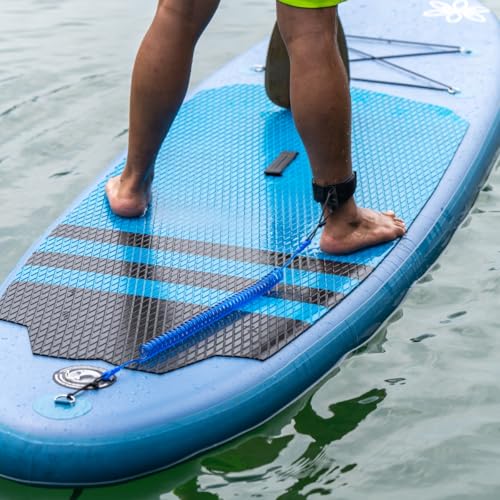 HEYTUR Coiled SUP Leash 10' Surfboard Leash Sup Leg Rope Strap Stand Up Paddleboard Leash (5mm Blue) - Image 3