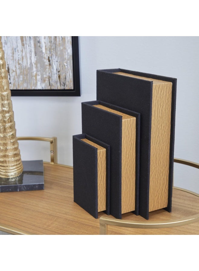 3 قطع من صناديق الكتب المزخرفة، صناديق على شكل كتاب من قماش الكتان، صناديق تذكارية مزخرفة، ديكور لطاولة القهوة، تخزين الحرف اليدوية، رف كتب منزلي، مقهى، فندق، ديكور عرض - Image 5