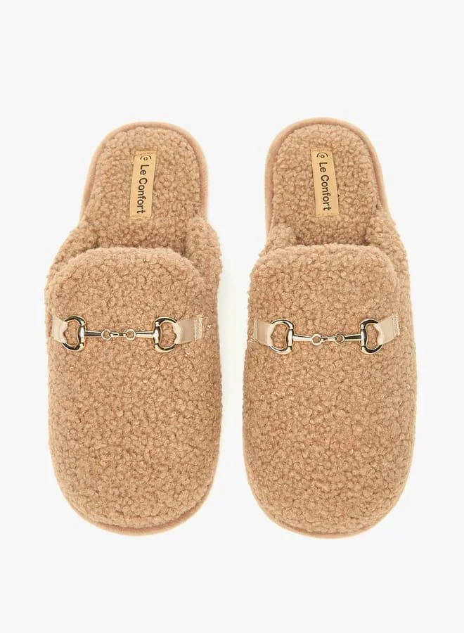 Le Confort Brown Metal Accent Bedroom Slippers for Women | Best Price UAE