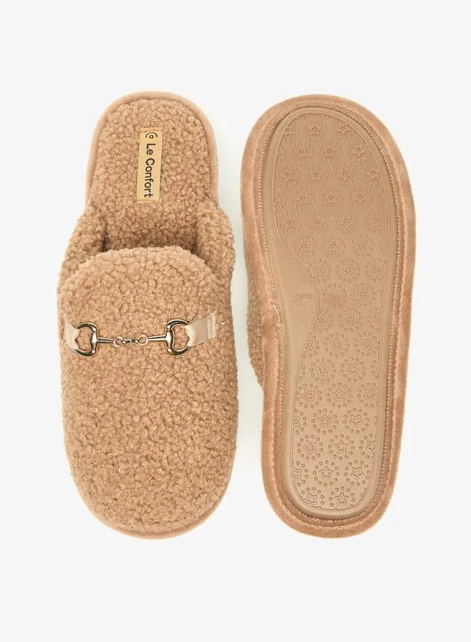 Le Confort Brown Metal Accent Bedroom Slippers for Women | Best Price UAE