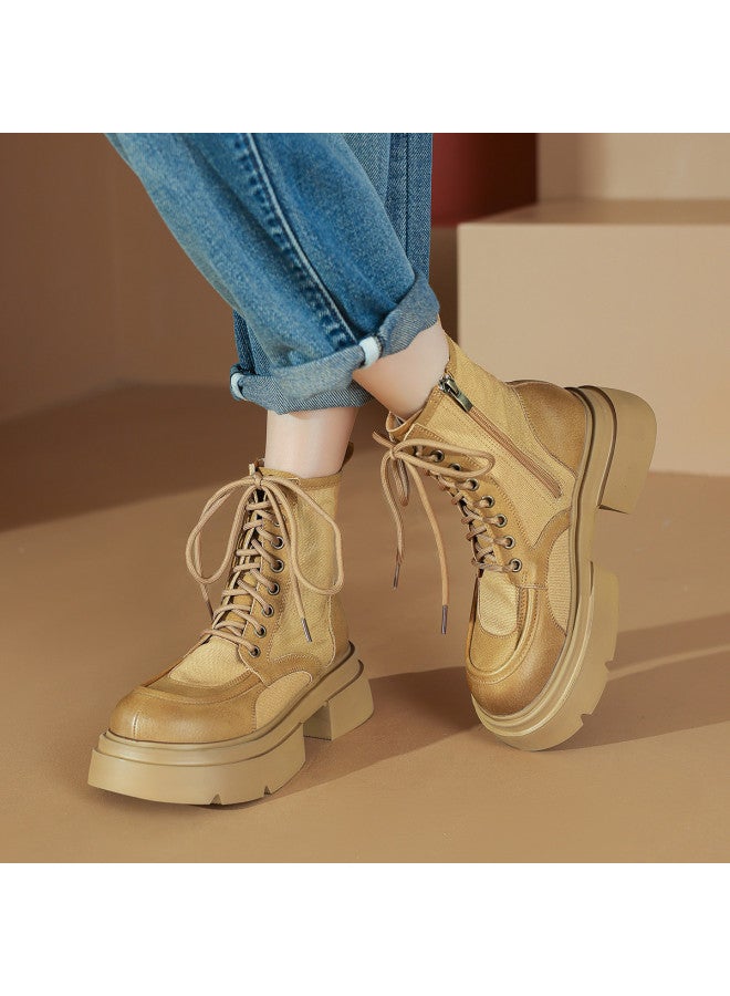 All-season Wear】women's Lace-up Ankle Boots Versatile Platform Martin Boots - Image 3