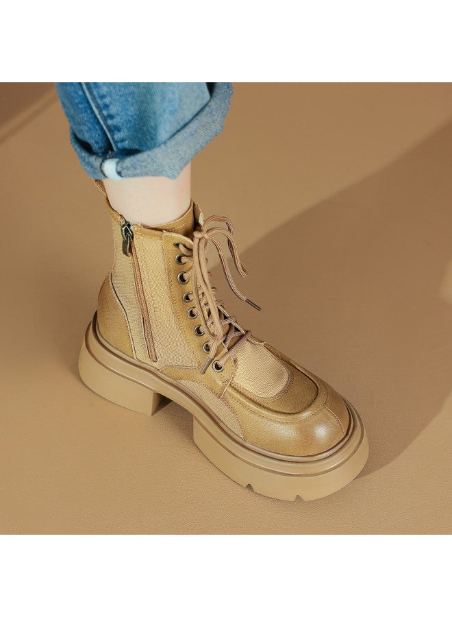All-season Wear】women's Lace-up Ankle Boots Versatile Platform Martin Boots - Image 4
