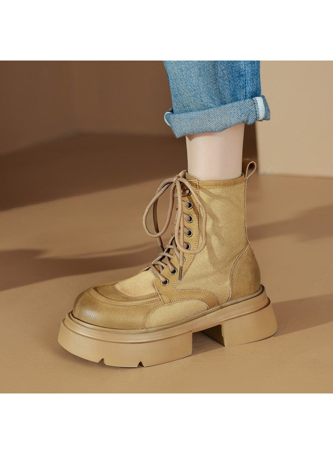 All-season Wear】women's Lace-up Ankle Boots Versatile Platform Martin Boots - Image 2
