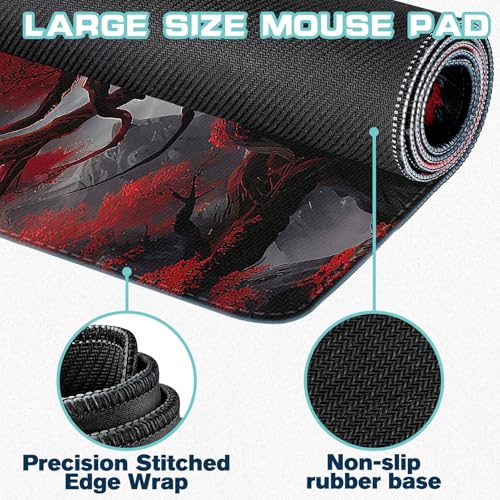 Yuhijoy Mouse Pad Gaming - Desk Mat for Keyboard and Mouse - Anime Large Mouse Pads for Desk, Japanese Gaming Mousepad with Non-Slip Base, Desks Pad (31.5" X 11.8") for Game and Office (Full-Moon) - Image 2