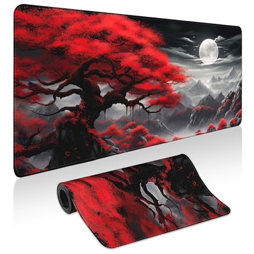 Yuhijoy Mouse Pad Gaming - Desk Mat for Keyboard and Mouse - Anime Large Mouse Pads for Desk, Japanese Gaming Mousepad with Non-Slip Base, Desks Pad (31.5" X 11.8") for Game and Office (Full-Moon) - Image 1