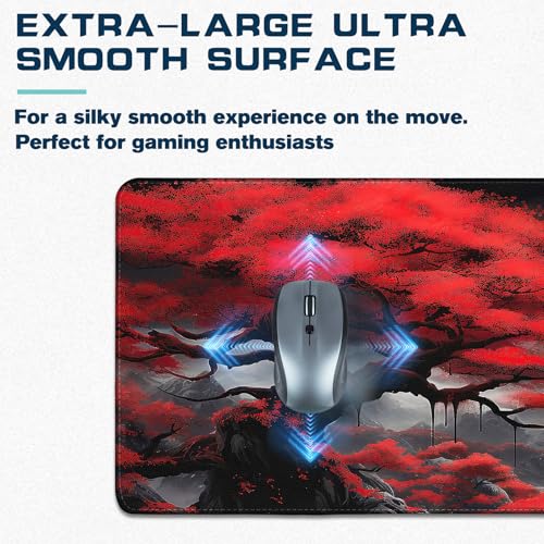 Yuhijoy Mouse Pad Gaming - Desk Mat for Keyboard and Mouse - Anime Large Mouse Pads for Desk, Japanese Gaming Mousepad with Non-Slip Base, Desks Pad (31.5" X 11.8") for Game and Office (Full-Moon) - Image 4