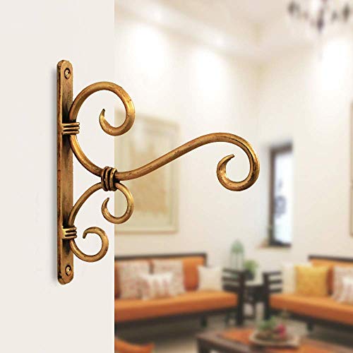 CRAFTYKART Golden Antique Metal Hangers for Wall Plant Hooks for Hanging Plant Brackets for Bird Feeders & Houses Planters Lanterns Wind Chimes Hanging Baskets - Image 4