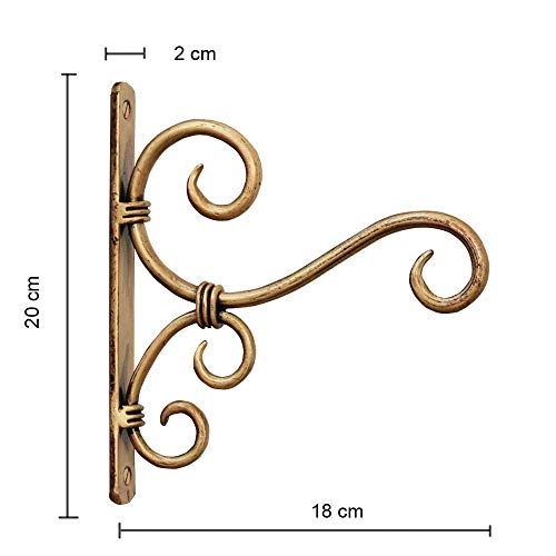 CRAFTYKART Golden Antique Metal Hangers for Wall Plant Hooks for Hanging Plant Brackets for Bird Feeders & Houses Planters Lanterns Wind Chimes Hanging Baskets - Image 2