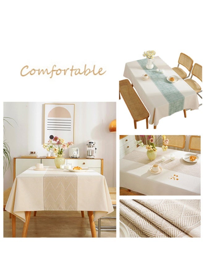 الترجمة العربية: مفارش طاولة مستطيلة من القطن والكتان ● مفرش طاولة مستطيل مقاوم للماء ● غطاء طاولة واقي ● مثالي للاستخدام الداخلي والخارجي - Image 5