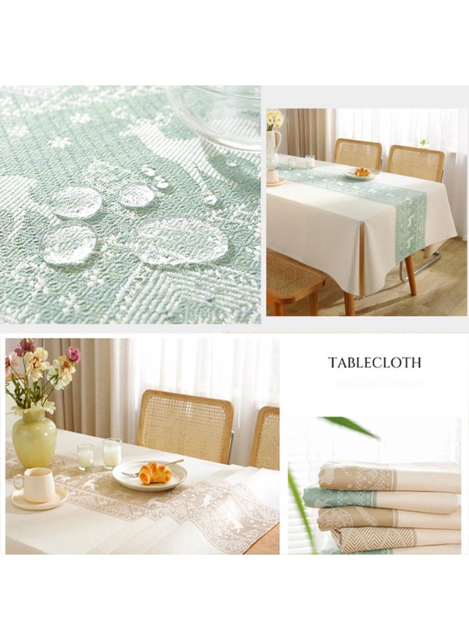 الترجمة العربية: مفارش طاولة مستطيلة من القطن والكتان ● مفرش طاولة مستطيل مقاوم للماء ● غطاء طاولة واقي ● مثالي للاستخدام الداخلي والخارجي - Image 4