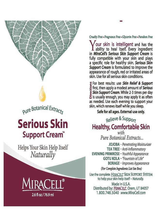 Miracell Serious Skin Support Cream 2.6 oz, moisturizing for psoriasis, eczema, rosacea, rashes, all skin conditions. - Image 2