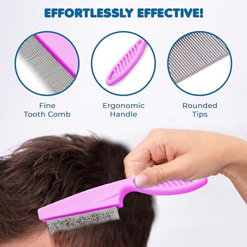 SunGrow Louse Comb for Men and Women, Stainless Steel Grooming Comb for Kids and Adults, For All Types of Hair, Scalp Care, High-strength Fine Teeth, 7.2", Pink Color, 1 Piece per Pack - Image 3