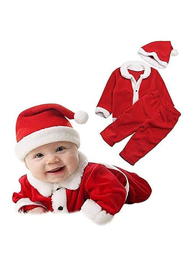 Mobison Santa Claus Dress Costume for Baby Boys Girls Kids (0-6 Months) For Christmas/New Year (Premium Series)