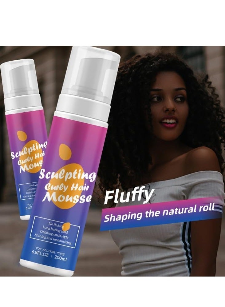 SYOSI رغوة موس الشعر المجعد تمنح الشعر تجعيدات ناعمة وثبات يدوم طويلاً وتحدد تجعيدات الشعر وتضفي عليه لمعانًا وترطيبًا وتغذية وتثبته 200 مل - Image 2