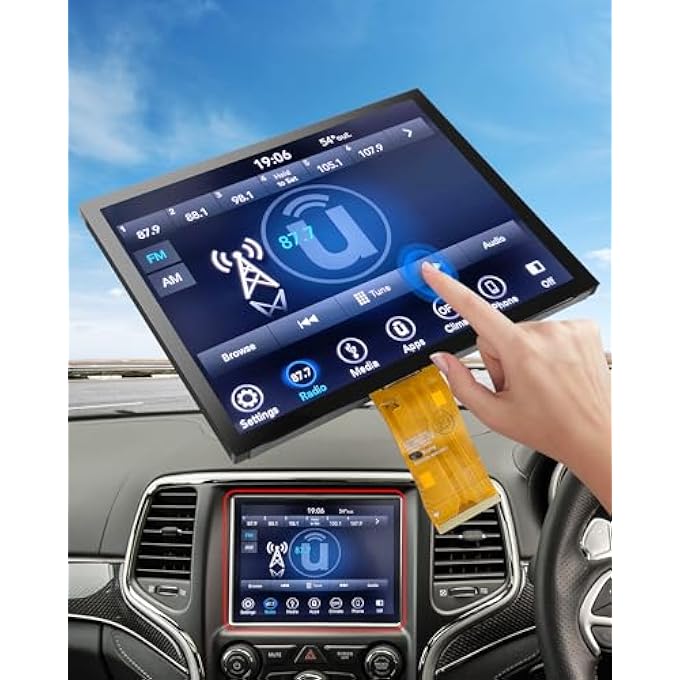 ريحني شاشة بديلة لـ Uconnect 84 شاشة LCD تعمل باللمس Uconnect 4C Uaq شاشة ملاحة راديوية جديدة من الشركة المصنعة لسيارة Jeep Dodge Chrysler Ram 2017-2022 استبدال La084X01 Sl 02 - Image 2
