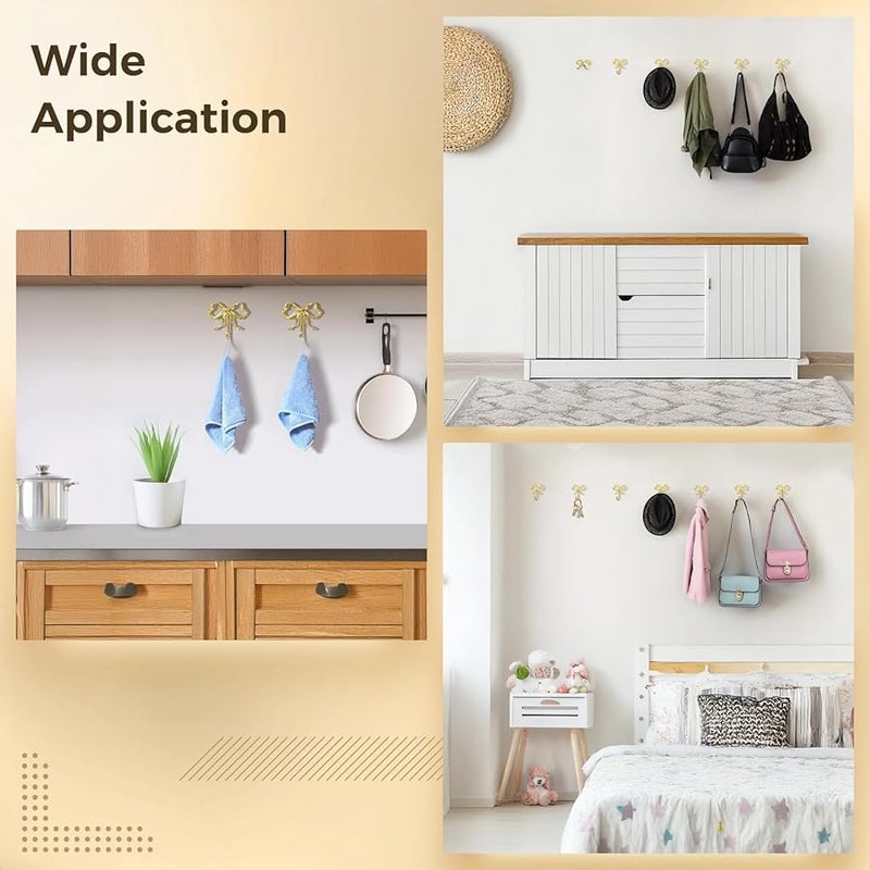 خطافات حائطية ذهبية على شكل قوس 4 قطع من سبائك الزنك مع مسامير ديكور أنيق للغرفة للشباب - Image 3