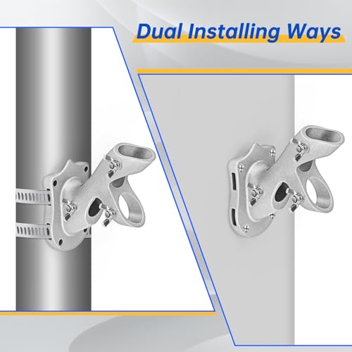 Anovo Flag Pole Holder, Anovo Flag Pole Brackets Mount Outside House Heavy-Duty Aluminum Metal Rust Proof Bracket 1" Inner Diameter 2 Positions with Hardwares for Outdoor Wall Mounting Porch( Silver-1 Pack) - Image 4