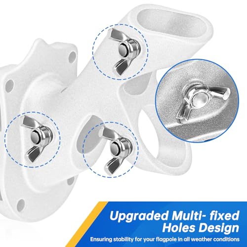 Anovo Flag Pole Holder, Anovo Flag Pole Brackets Mount Outside House Heavy-Duty Aluminum Metal Rust Proof Bracket 1" Inner Diameter 2 Positions with Hardwares for Outdoor Wall Mounting Porch( Silver-1 Pack) - Image 5