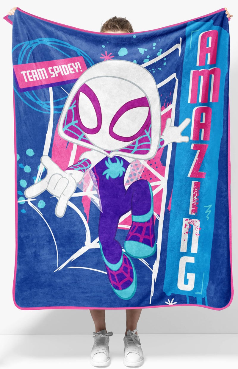 Jay Franco Kids Plush Throw Blanket Soft Cozy Fleece Throw for Bedroom Couch Dcor Official Licensed Product Blue Ghost Spider 40x50 Travel Blanket - Image 2