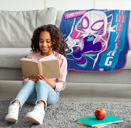 Jay Franco Kids Plush Throw Blanket Soft Cozy Fleece Throw for Bedroom Couch Dcor Official Licensed Product Blue Ghost Spider 40x50 Travel Blanket - Image 3