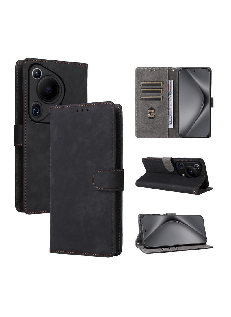 Aookay For Huawei Pura 70 Ultra Wallet Case with [Credit Card Holder] [RFID Blocking], PU Leather Flip Stand Protective Cover (Pura 70 Ultra（Black）)  - Image 1