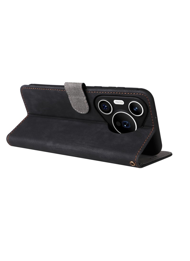 Aookay For Huawei Pura 70 Ultra Wallet Case with [Credit Card Holder] [RFID Blocking], PU Leather Flip Stand Protective Cover (Pura 70 Ultra（Black）)  - Image 4