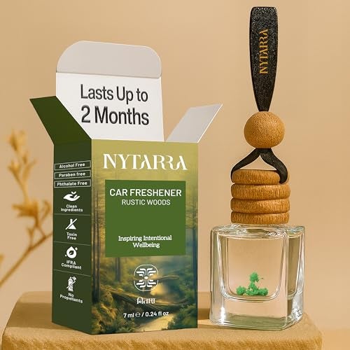 Nytarra Luxury Car Perfumes Rustic Woods, No Alcohol & Long Lasting Car Air Freshener, Best Car Fragrance Diffuser, Premium Car Scent Hanging Pod - Image 1