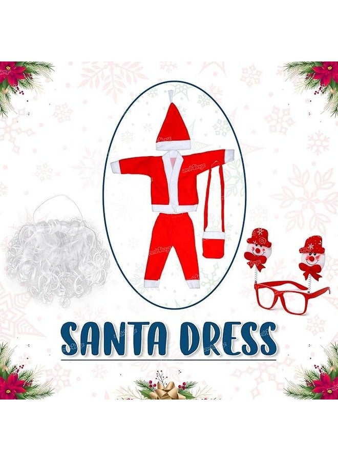 Zest 4 Toyz Zest 4 Toyz Synthetic Woven Santa Claus Dress For Kids Christmas Costume Dress With Jacket Pant Cap Goggles Beard And Pouch Santa Dress For Boys And Girls - Age 2 To 3 Years Old, Red  - Image 2