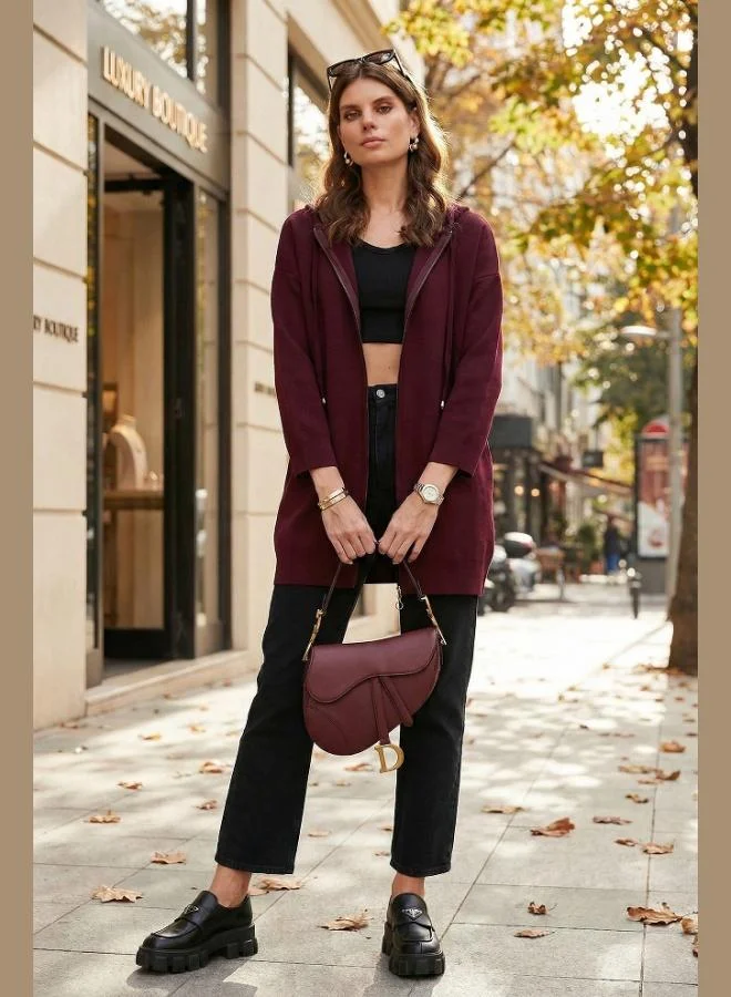 Lela Lela Modest Regular Fit Hooded Hijab Knit Cardigan Women's CARDIGAN 4616176