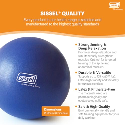 Sissel Pilates Soft Ball, 22 cm, Blue (Exercise-Balls, Yoga Gymnastics, Workout, Phthalate-free, Latex-free, 100 kg Weight Capacity) - Image 3