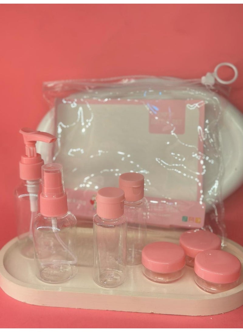 7 Pieces Luxury Refillable Travel Bottles Set Lotion Shampoo Shower Gel Empty Container for Liquid Cosmetic Packing Tool (may vary color) - Image 1