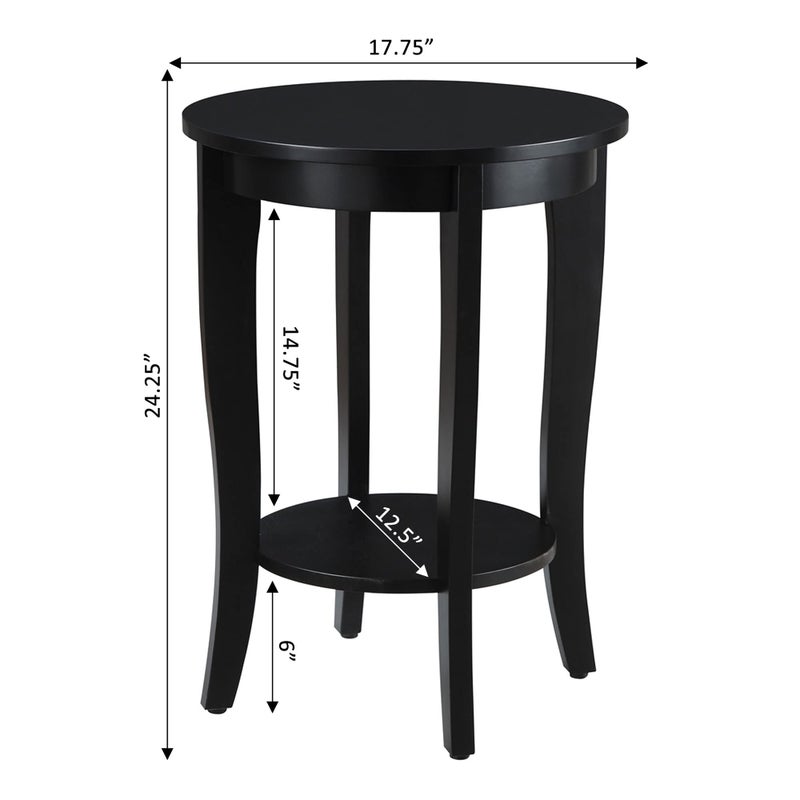 Convenience Concepts American Heritage Round End Table, Black - Image 5